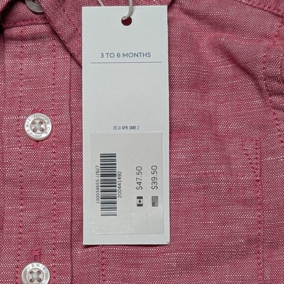 Janie and Jack Linen Blend Button Up Preppy Family Photo Size Baby 3-6 months - Picture 7 of 9